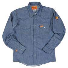 Wrangler Fr Plaid Work Shirt with Pearl Snaps